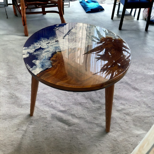 Epoksi Kaplama Ceviz Ağacından Sehpa